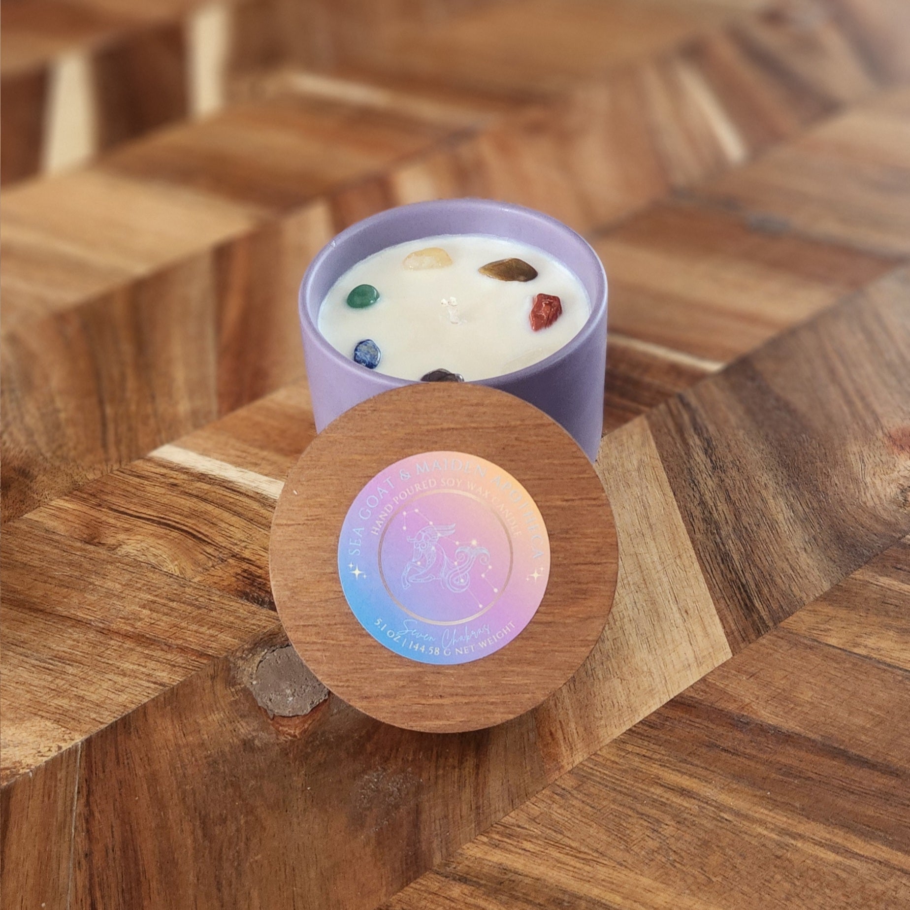 Seven Chakras Gemstone Candle