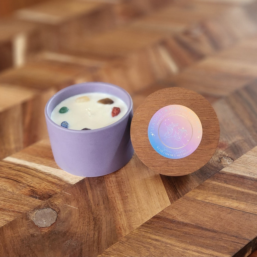 Seven Chakras Gemstone Candle